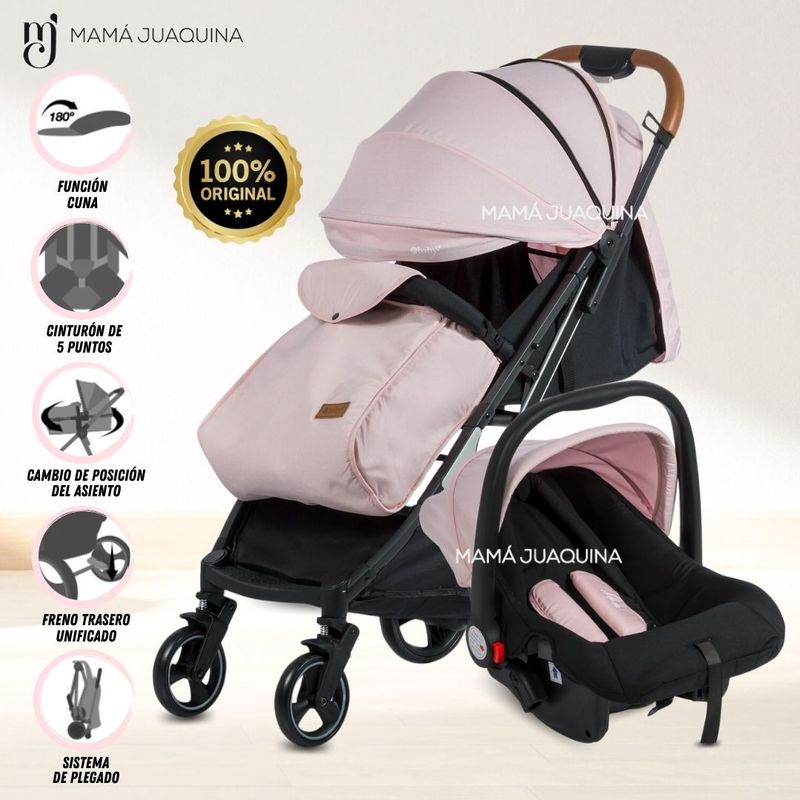 Coche-Happy-Travel-con-Porta-Bebe-ROSA