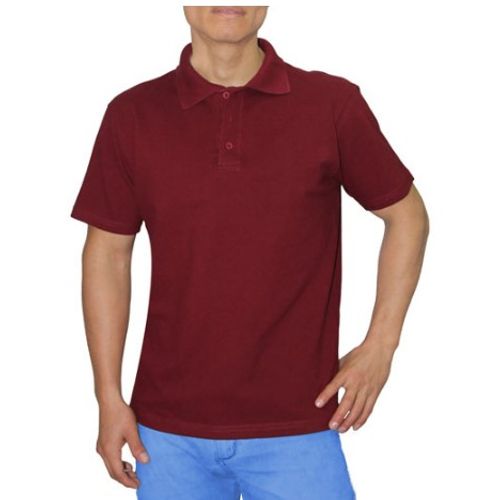 Polo Cuello Camisero Manga Corta Guinda