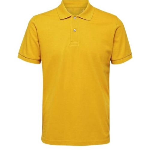 Polo Cuello Camisero Manga Corta Amarillo Oro