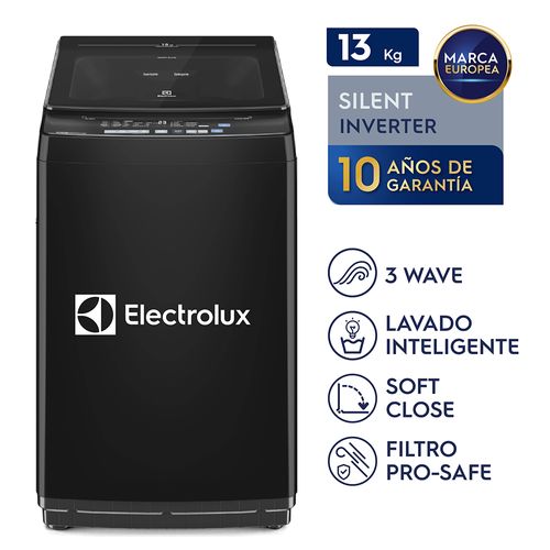 Lavadora Electrolux Carga Superior 13kg Efficient Silent Inverter Negra (EWIJ13F2XSYB)