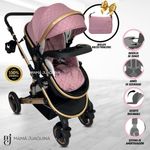 Coche-Moises-«LUMIERE»-Con-Bolso-Pañalero---Rosa