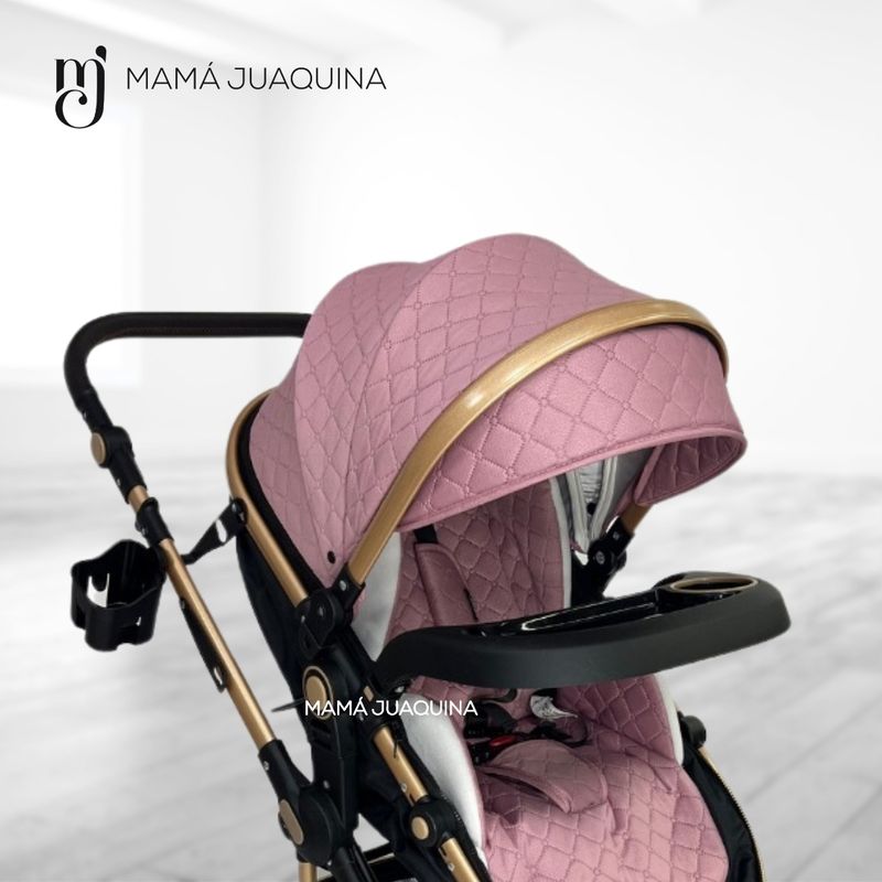 Coche-Moises-«LUMIERE»-Con-Bolso-Pañalero---Rosa