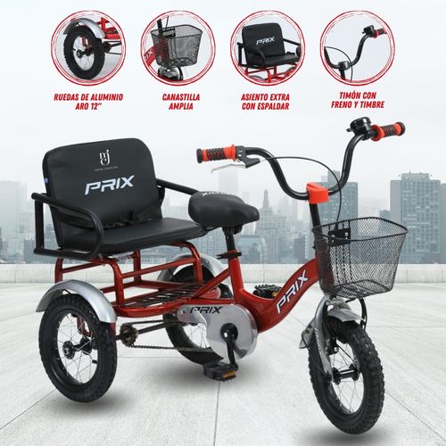 TRICICLO DOBLE ASIENTO «TRENO» ROJO