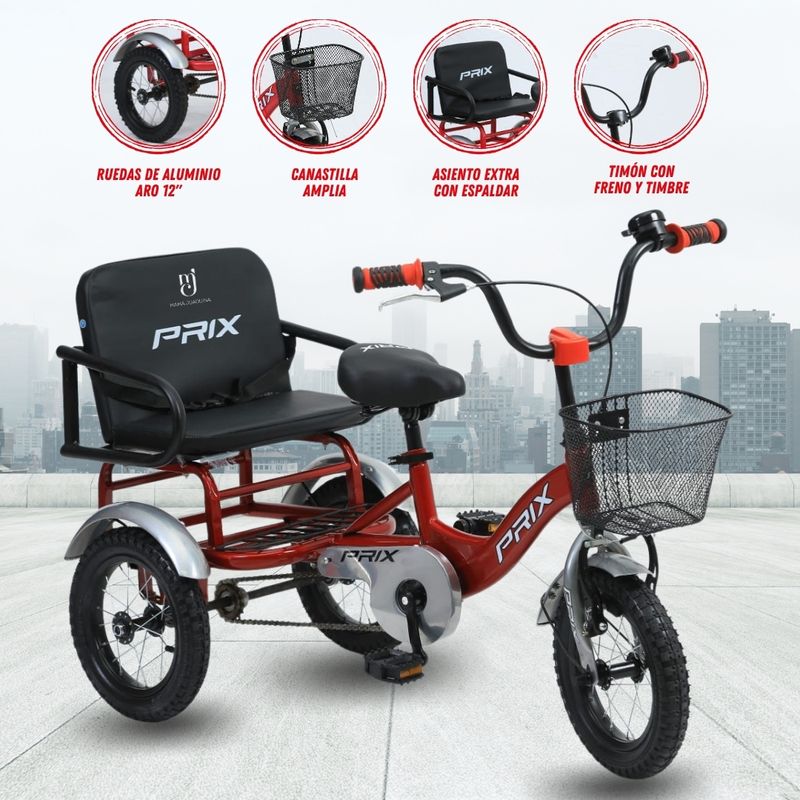 TRICICLO-DOBLE-ASIENTO-«TRENO»-ROJO
