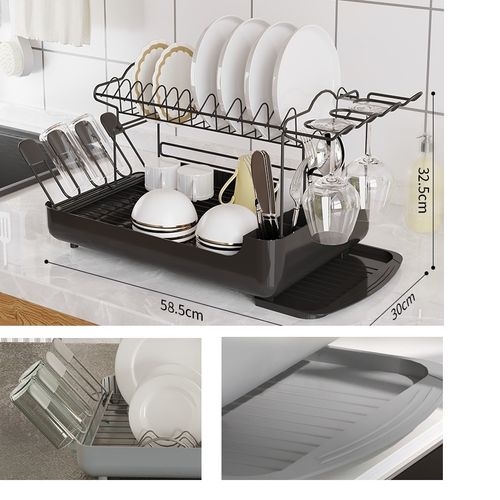 Escurridor de platos y vasos 2 niveles - Negro