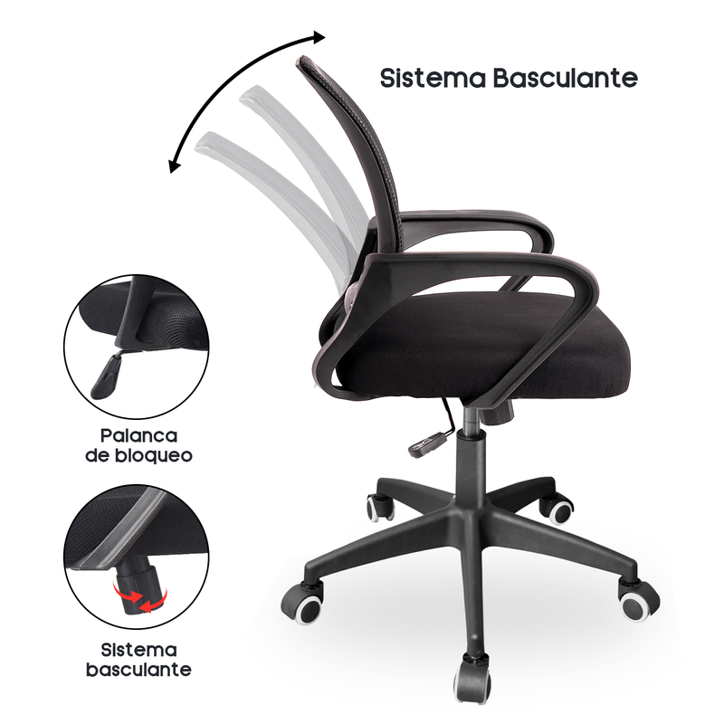 Silla-de-Oficina-Ergonomica--Aksel-Base-de-Nylon---Sistema Basculante