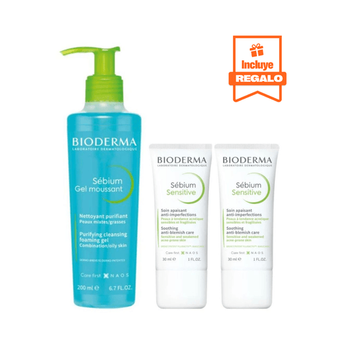Rutina Sébium para piel irritada propensa al acné: Gel Moussant 200ml + 2 Sensitive 30ml