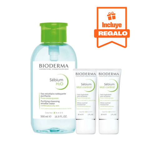 Rutina Sébium para piel mixta a grasa: Agua Micelar 500ml + 2 Mat Control 30ml