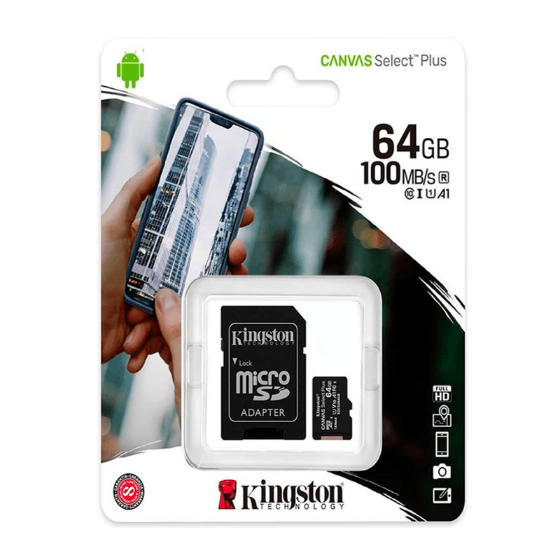 Memoria-Micro-SD-Kingston-64GB-Clase-10-100MBS