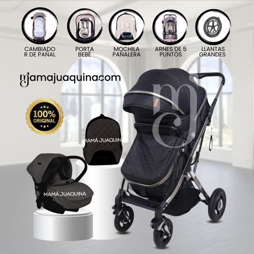Coche Moisés con Porta Bebé «STAR VIP» Black