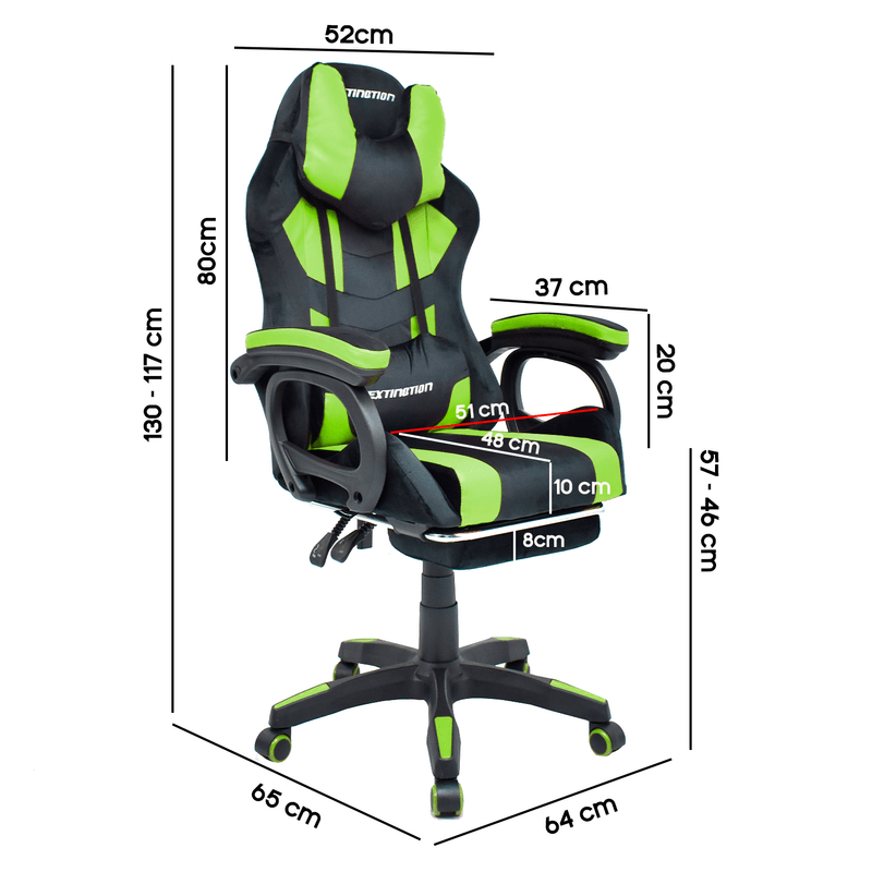 Silla-Gamer-Extingtion-Sapp-Gamuza-Cuerina-Color-Verde