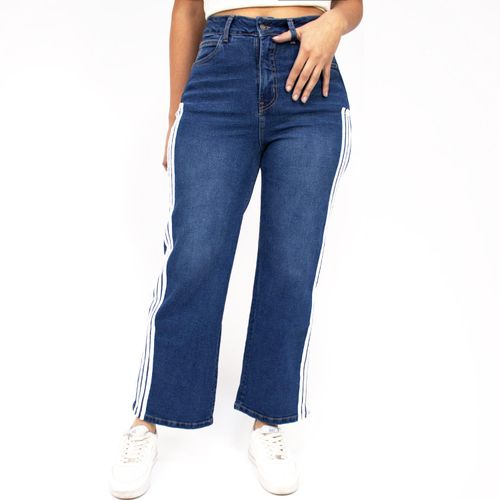 Jean Kayra Poblet Mujer Straight Comfy Crop Franjas
