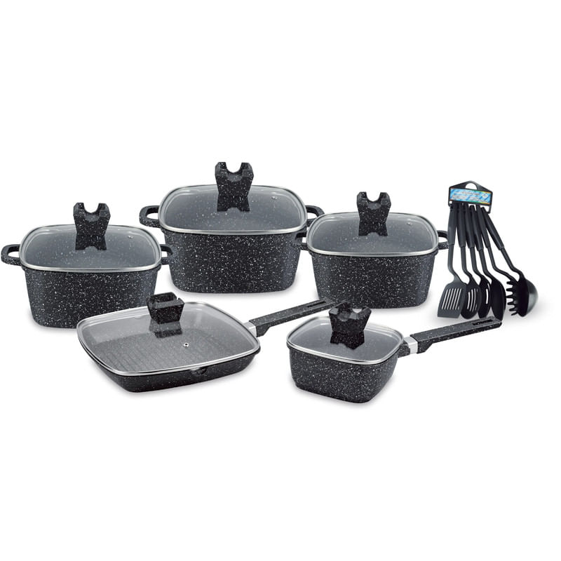 Juego-De-Olla-Granito-Volcanico-10-Piezas---6-Utensilios-Negro