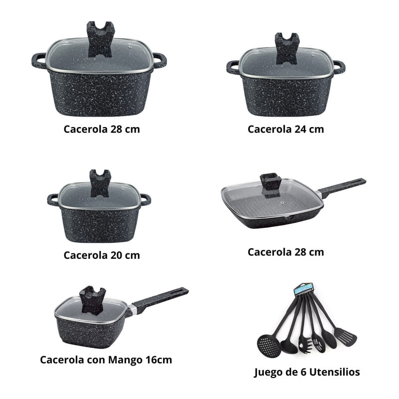 Juego-De-Olla-Granito-Volcanico-10-Piezas---6-Utensilios-Negro