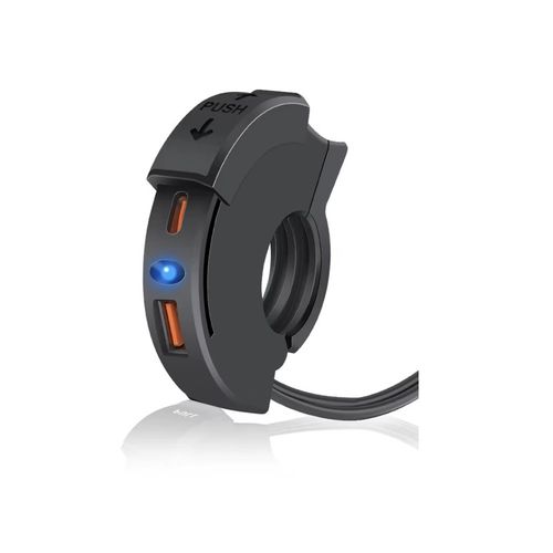 Cargador Para Moto tipo C y USB QC - 12V 48W PD - Acoplable De Timon