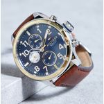 Reloj-Tommy-Hilfiger-Cool-Sport-1791137-Multifuncional-Correa-De-Cuero-Marron-Dorado-Azul