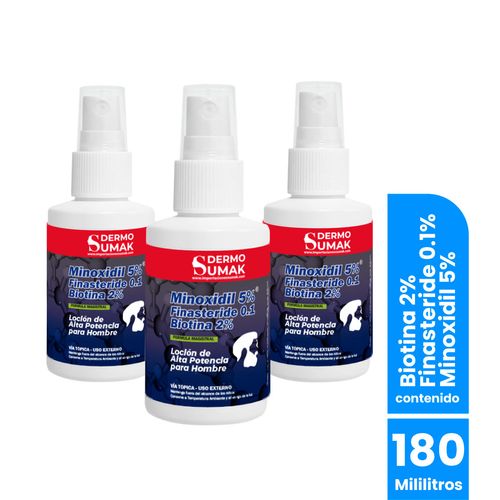 Locion Minoxidil 5% & Finasteride 0,1 & Biotina 2% 60ml Dermo Sumak 3 Uni