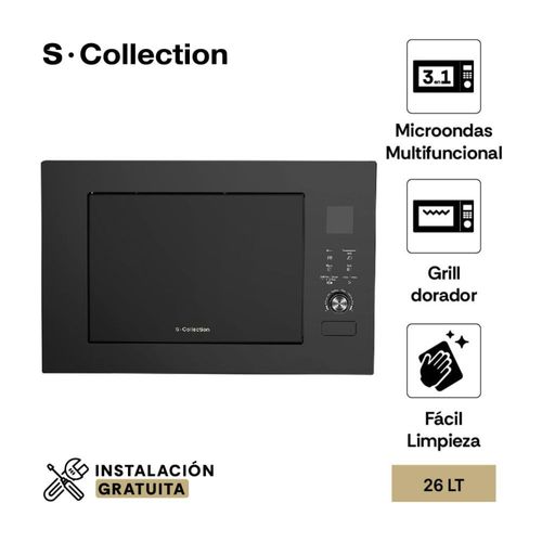 Horno Microondas Empotrable Sole S-Collection 3 en 1 Grill Black 20L