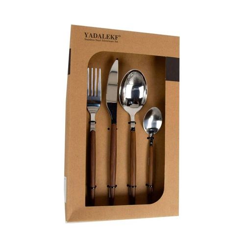 Set Cubiertos x16 Pzas m/Madera Cutlery  - MEGA IMPORT