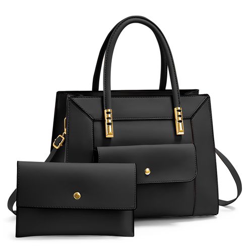 Cartera de Mujer Elegante 2 Piezas con Bolsillo Delantero Negro GD7