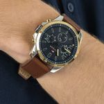 Reloj-Tommy-Hilfiger-Decker-1791561-Multifuncional-Correa-de-Cuero-Marron-Dial-Azul