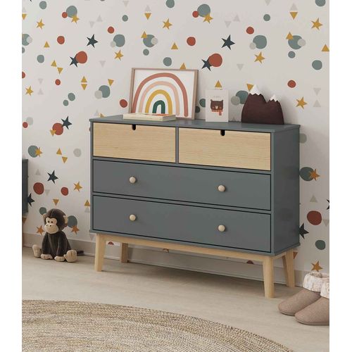 Cómoda Infantil Kasidy color Gris/Duna TU MESITA 4 cajones
