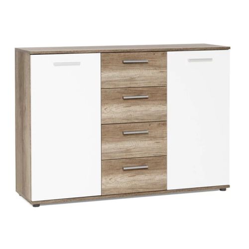 Cómoda Clásica Luisa 4 cajones 2 puertas TU MESITA color Blanco/Marrón