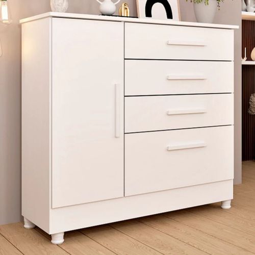 Cómoda Clásica Chicago color Blanco 4 cajones 1 puerta TU MESITA