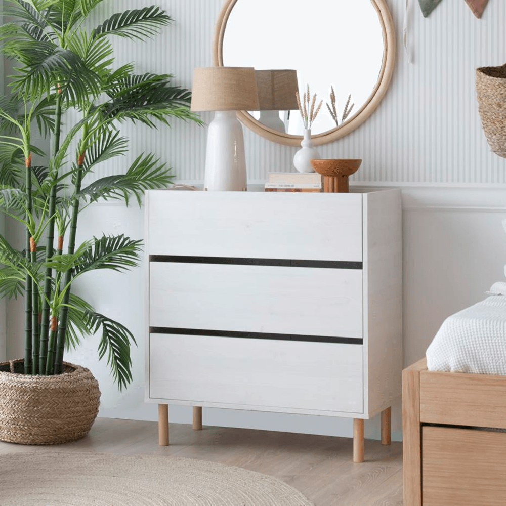 Cómoda Minimalista Arhbo 3 Cajones Blanco