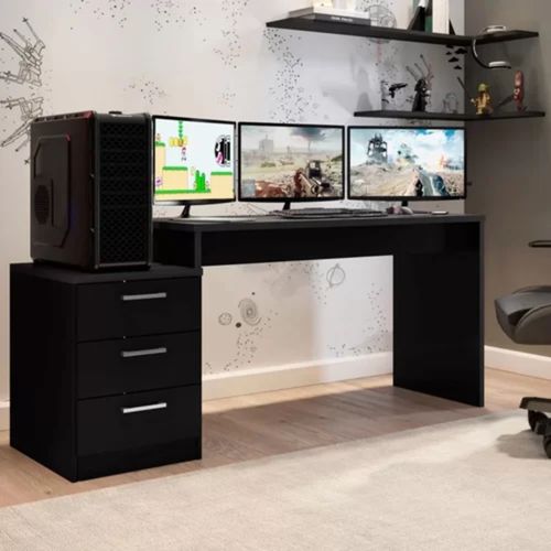 Escritorio Gamer Moderno Muzero Negro