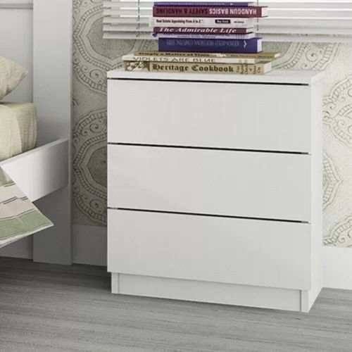 Velador Moderno Veronna 3 Cajones Blanco