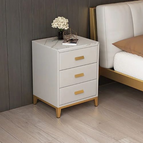Velador Clásico multiusos 3 cajones Kiara color Blanco TU MESITA