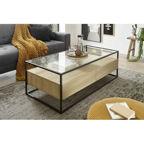 Mesa de Noche tipo Industrial Bénfica con vidrio TU MESITA