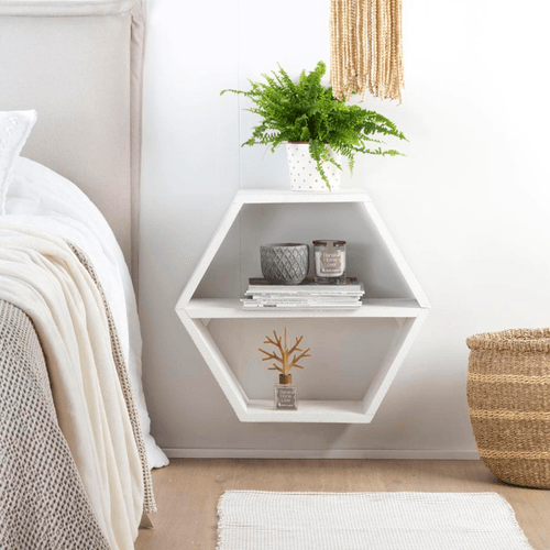 Velador flotante nordico Sif Hexagonal Blanco