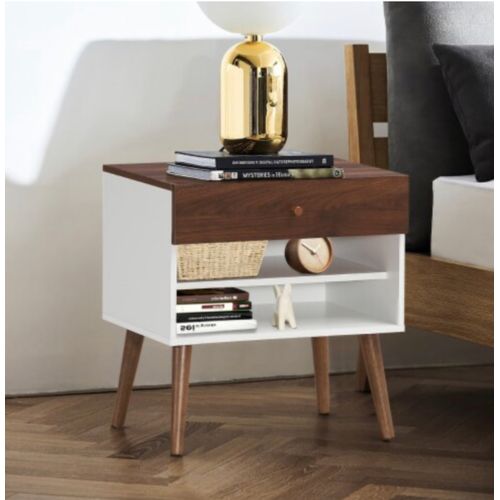 Velador Vintage Moderno Helen 1 Cajón Marrón