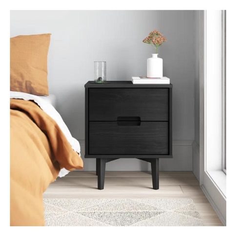 Mesa de Noche Velador Arlette TU MESITA Melamina 18mm color Negro 2 cajones