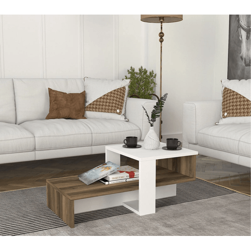 Mesa de Centro Moderna Fabiana color Blanco/Marrón TU MESITA