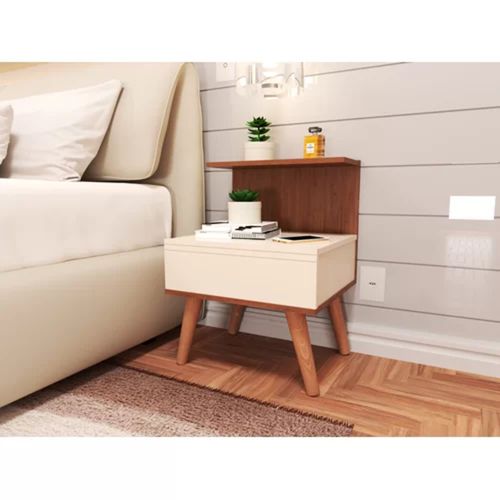 Mesa de Noche con repisa 1 cajon Pandora color Blanco TU MESITA