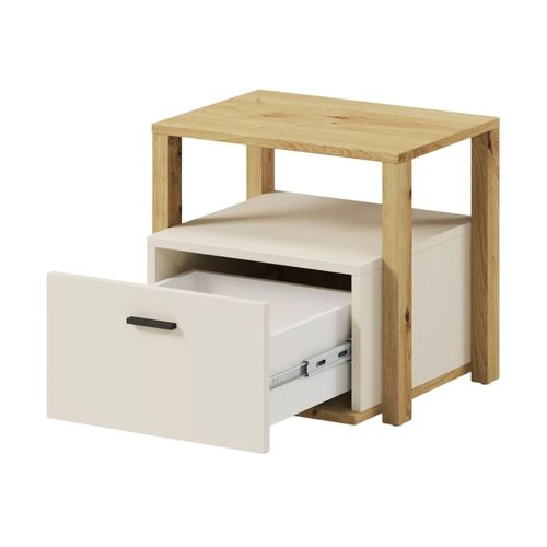 Mesa de Noche 1 cajón Jennifer color Blanco/Duna TU MESITA