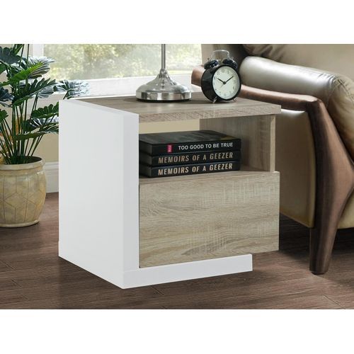 Velador Mesa de Noche Isis color Gris/Blanco 1 cajón TU MESITA