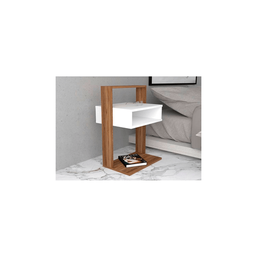 Velador Minimalista Malca Blanco/Café