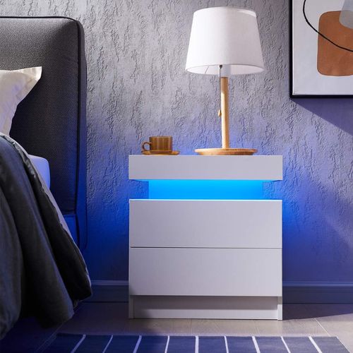 Velador Mesa de Noche Miki con luz LED color Blanco TU MESITA