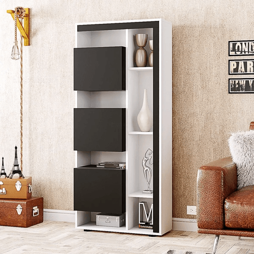 Estante Multifuncional Shantal color Negro/Blanco TU MESITA 3 puertas