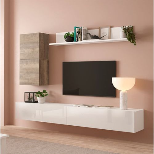 Juego de Muebles para TV flotantes Trenner color Blanco/Marrón TU MESITA
