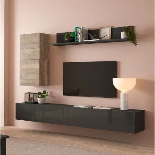 Juego de Muebles para TV flotantes Trenner color Negro/Marrón TU MESITA