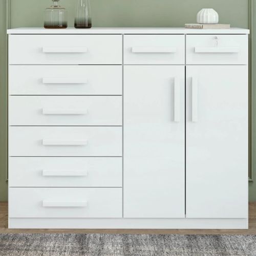 Cómoda Moderna Toronto 8 cajones 2 puertas TU MESITA color Blanco