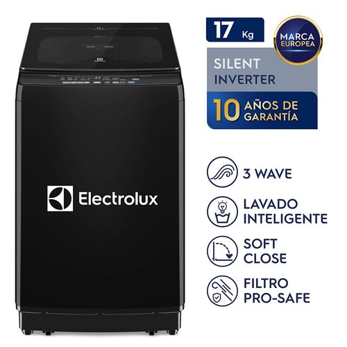 Lavadora Electrolux Carga Superior 17kg Efficient Silent Inverter Negra (EWIJ17F2XSYB)