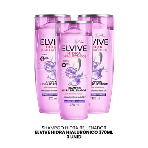 Shampoo Hidra Rellenadorelvive Hidra Hialurónico 370ml 3 Unid