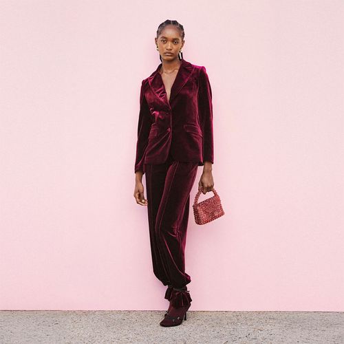 Pantalón Sfera Mujer Terciopelo Burdeos