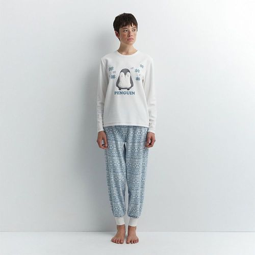 Pijama Sfera Mujer Polar Pingüino Azul Medio
